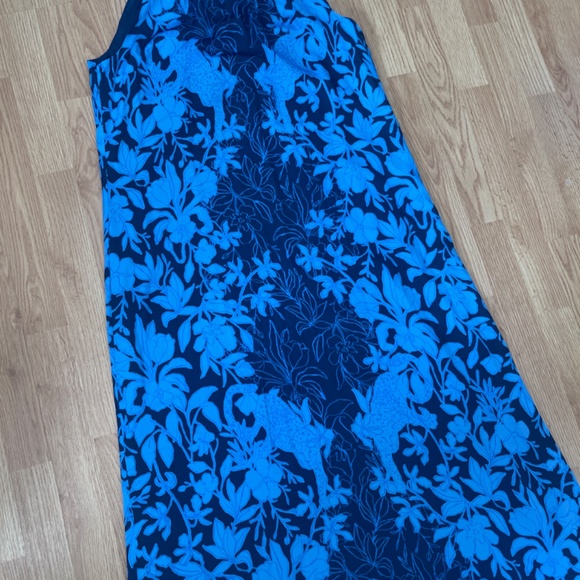 EUC Lilly Pulitzer Blue Donita Floral Halter  Maxi Dress Size 14 - Picture 4 of 8